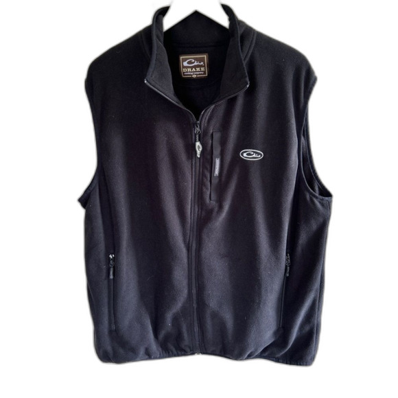 Drake Men's Fleece Vest Black Full Zip Pockets Size XL 42 44 Hunting Duck Outer - Picture 1 of 8